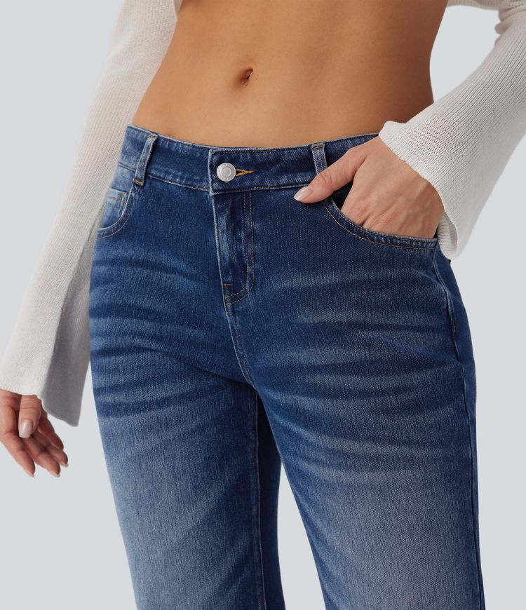 Halara Flex™ Low Rise Flare Washed Casual Jeans with Pockets