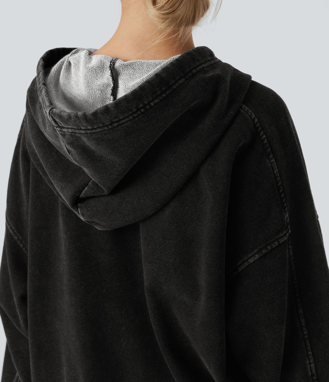 Halara Flex™ Kapuzen-Freizeit-Jeansjacke mit Tasche