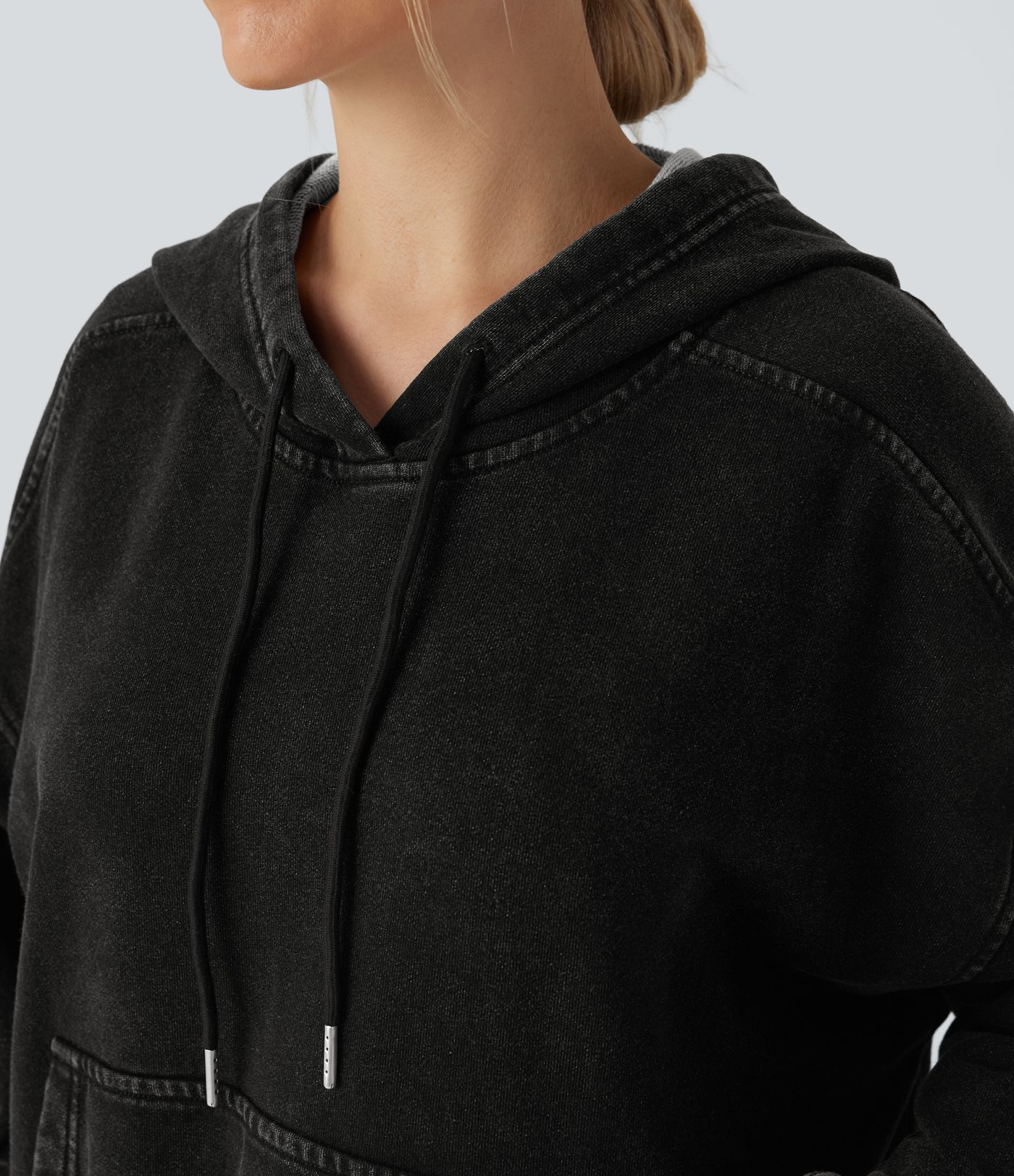 Halara Flex™ Kapuzen-Freizeit-Jeansjacke mit Tasche