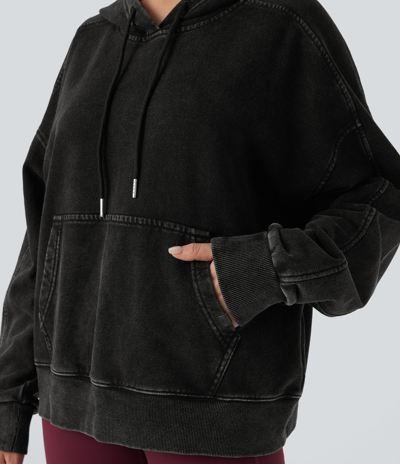 Halara Flex™ Kapuzen-Freizeit-Jeansjacke mit Tasche
