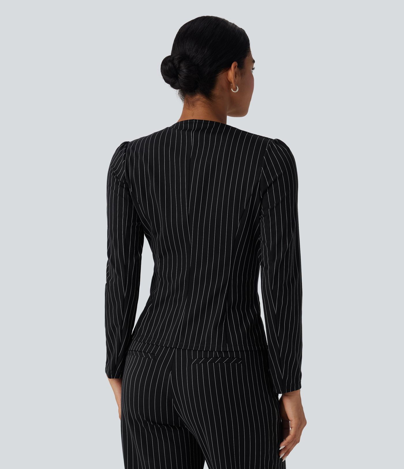 Rundals Langarm Offene Vorderseite Arbeits-Blazer