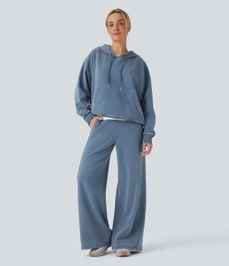 Jean jogging baggy Halara Flex™ molleton français taille haute avec cordon de serrage et poches