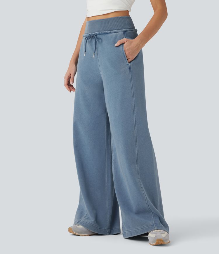 Jean jogging baggy Halara Flex™ molleton français taille haute avec cordon de serrage et poches