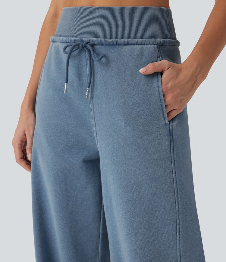 Jean jogging baggy Halara Flex™ molleton français taille haute avec cordon de serrage et poches