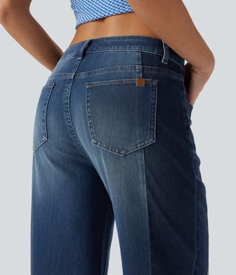 Jean large Halara Flex™ taille basse color block avec poches