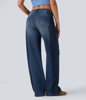 Jean large Halara Flex™ taille basse color block avec poches