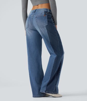 Halara Flex™ Low Rise Color Block Wide Leg Casual Jeans with Pockets