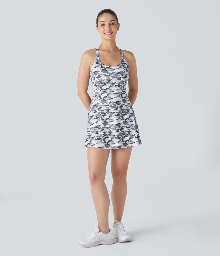Twisted Camo Print Pickleball Active Dress-Easy Peezy Edition