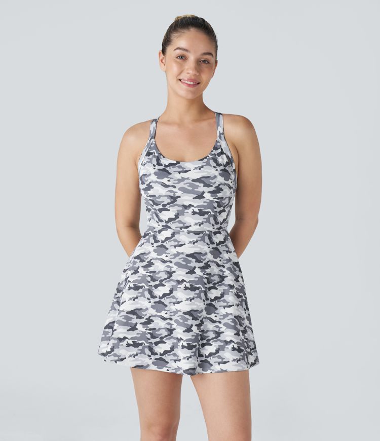Twisted Camo Print Pickleball Active Dress-Easy Peezy Edition