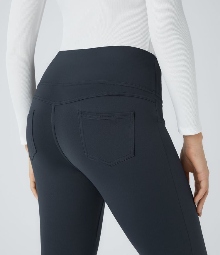 Pantalón  oficina cónico bolsillo trasero tiro alto