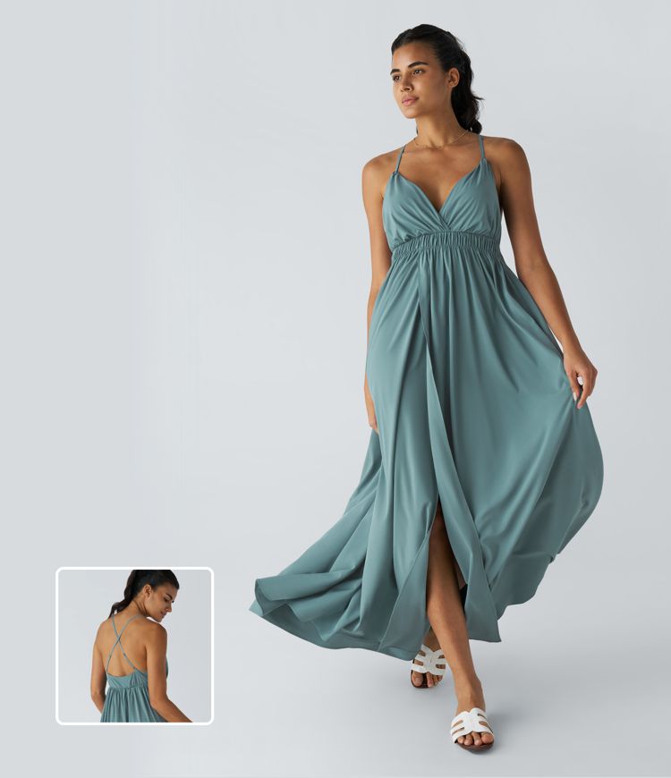 Breezeful™ V Neck Flowy Maxi Quick Dry Casual Slip Dress