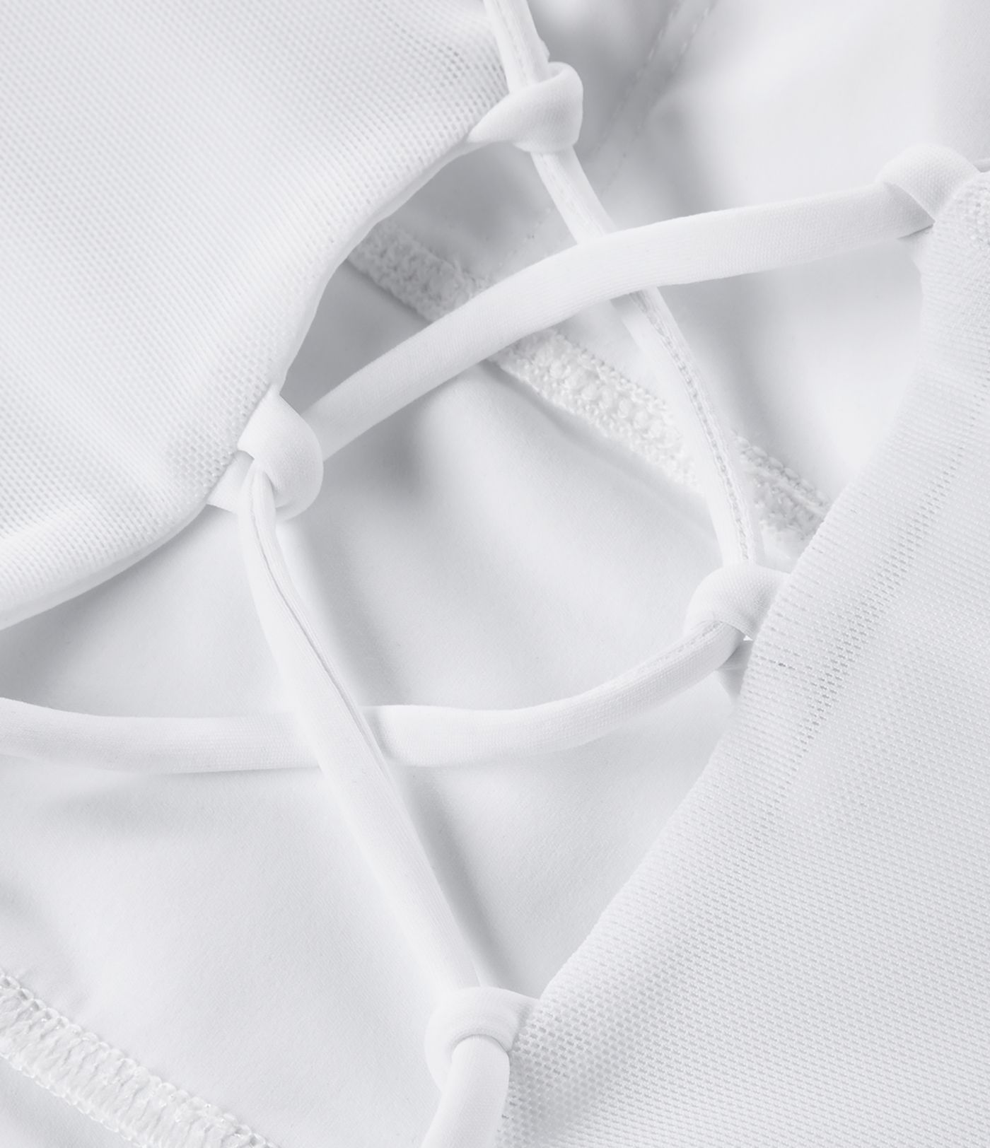 Backless lace-up 2-in-1 pocket high-low contrast mesh flowy mini dance active dress