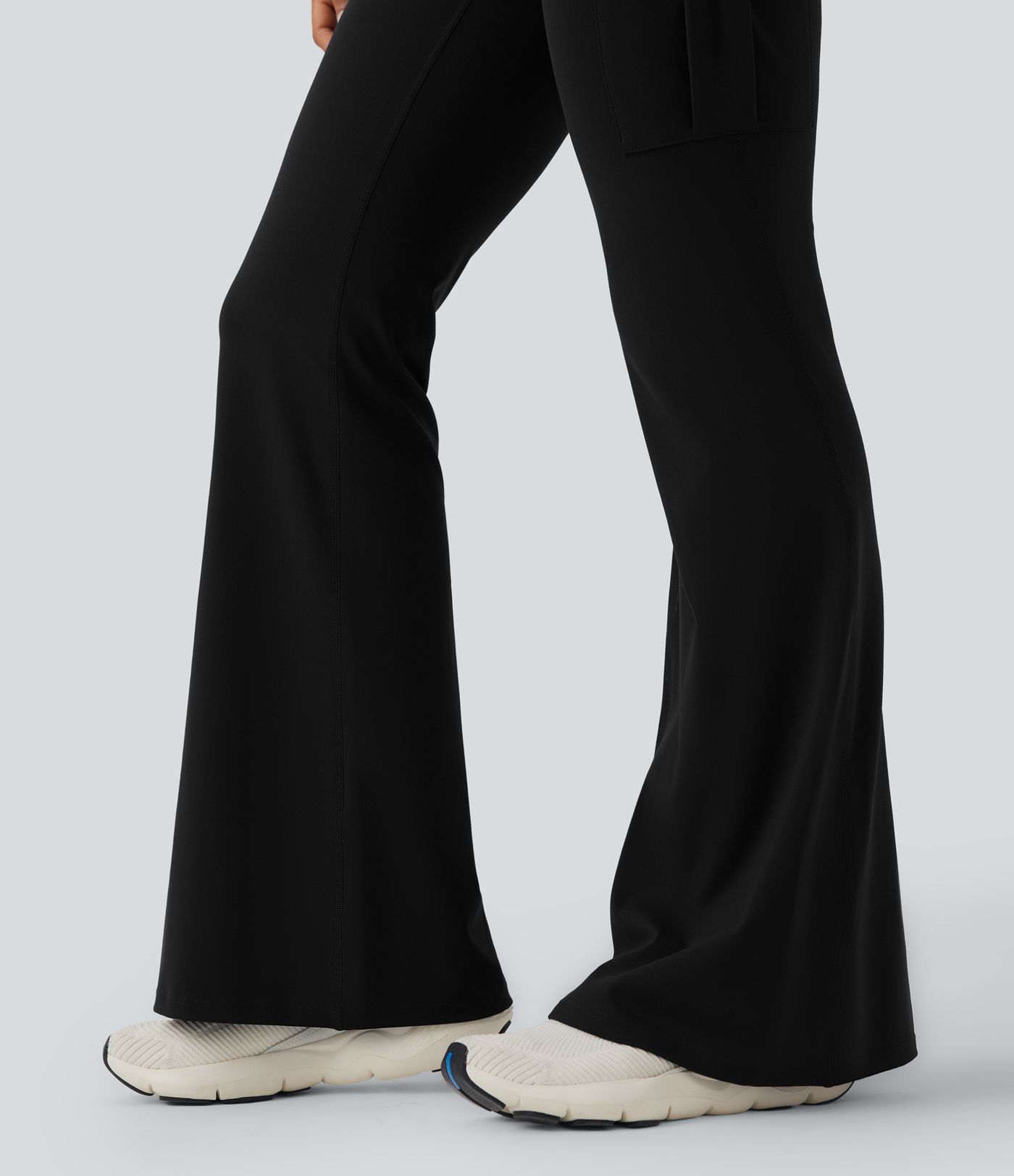 DayStretch High Waisted Tummy Control Ruched Workout Flare Pants with Pockets