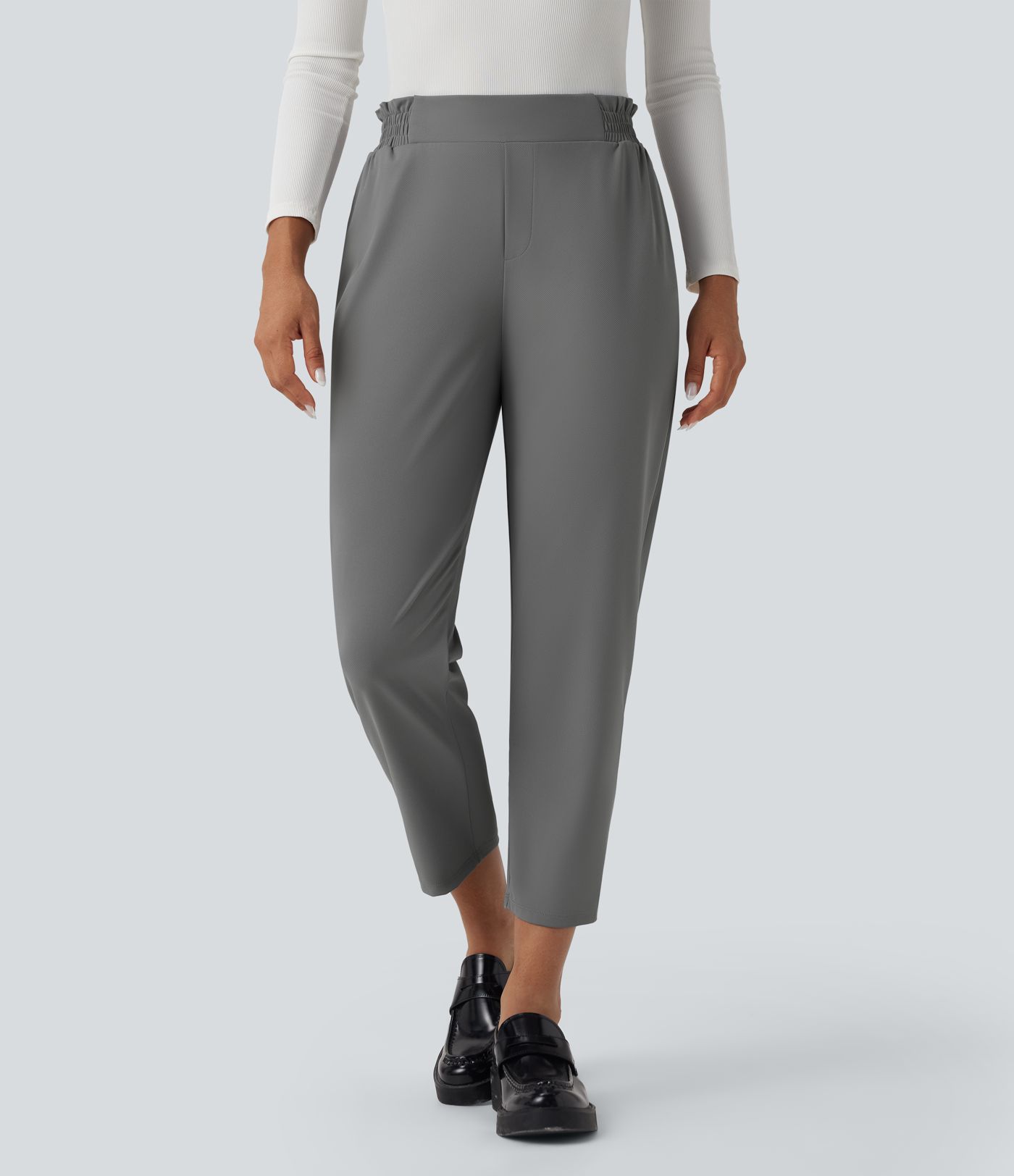 Halara Flex™ Mid Rise Frill Tapered Quick Dry Suit Work Pants with Pockets-UPF40+