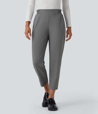 Halara Flex™ Mid Rise Frill Tapered Quick Dry Suit Work Pants with Pockets-UPF40+