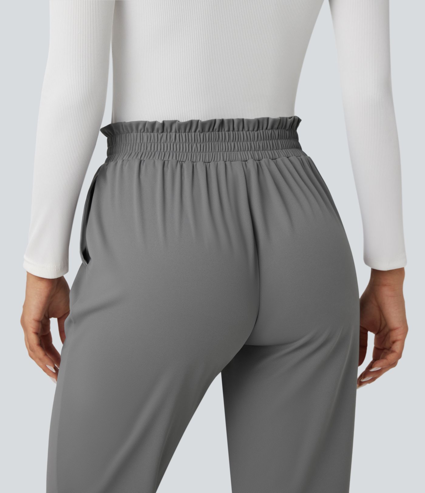 Halara Flex™ Mid Rise Frill Tapered Quick Dry Suit Work Pants with Pockets-UPF40+