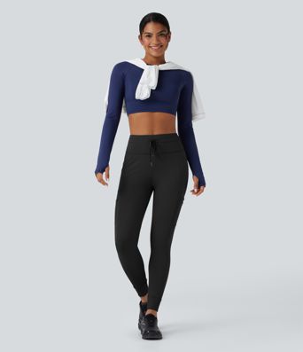 SoftlyZero™ Plush High Waisted Drawstring Hiking Joggers with Pockets