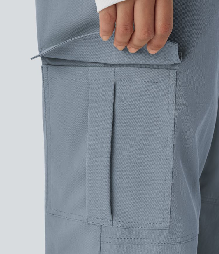 Mid Rise Button Zipper Multiple Pockets Casual Cargo Joggers