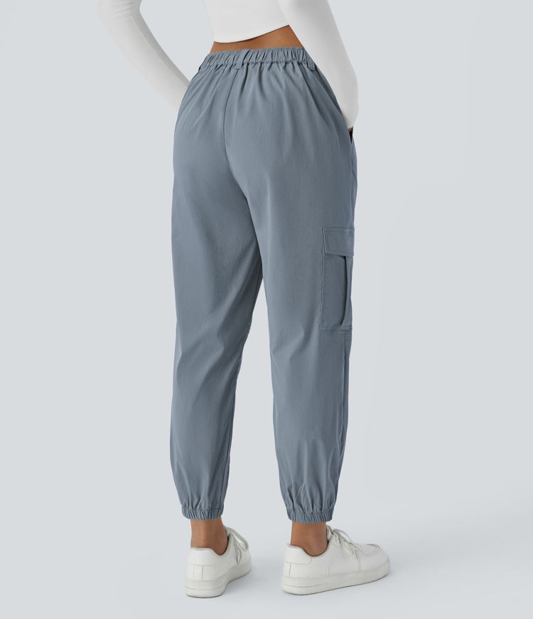 Mid Rise Button Zipper Multiple Pockets Casual Cargo Joggers