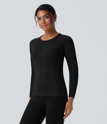 OneForm Seamless Flow Round Neck Raglan Long Sleeve Workout Sports Top
