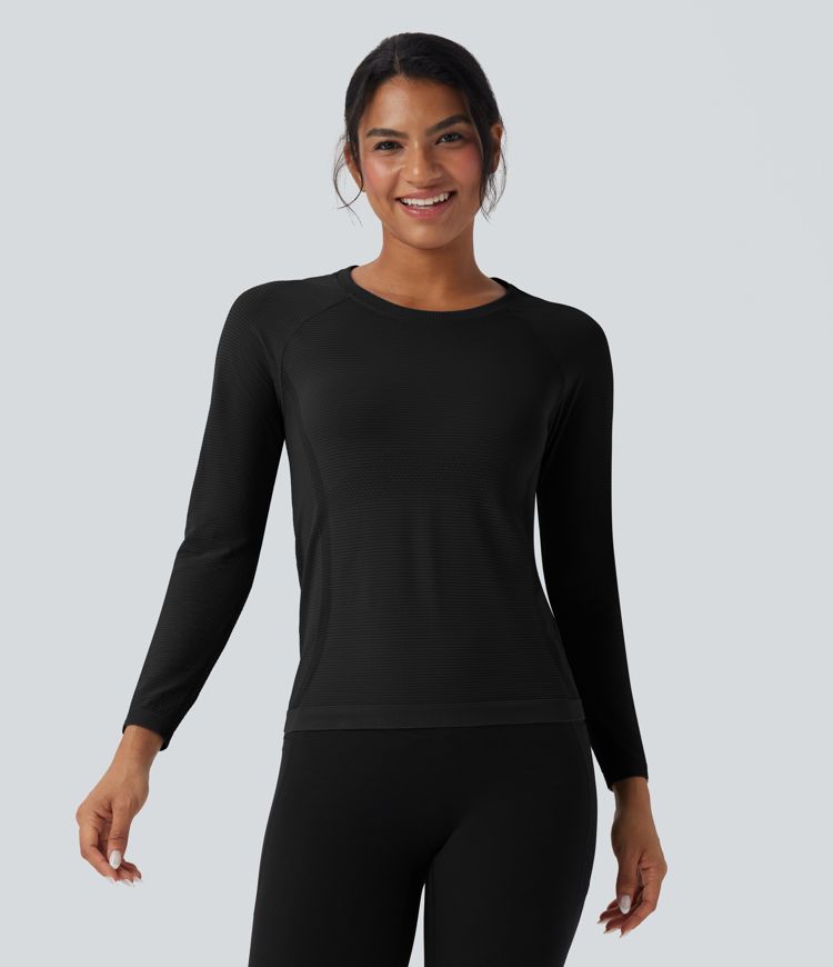 OneForm Seamless Flow Round Neck Raglan Long Sleeve Workout Sports Top