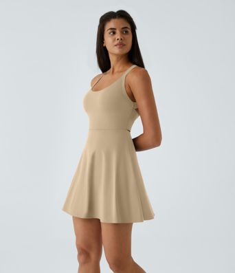 SoftlyZero™ Airy Backless Twisted Flare Low Support Dance Active Dress-Longer Length-Easy Peezy Edition A-C Cups