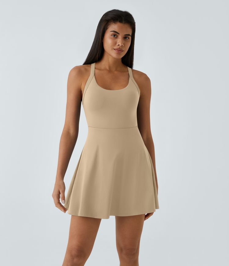 SoftlyZero™ Airy Backless Twisted Flare Low Support Dance Active Dress-Longer Length-Easy Peezy Edition A-C Cups