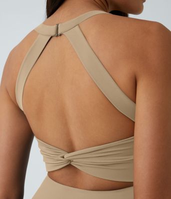 SoftlyZero™ Airy Backless Twisted Flare Low Support Dance Active Dress-Longer Length-Easy Peezy Edition A-C Cups