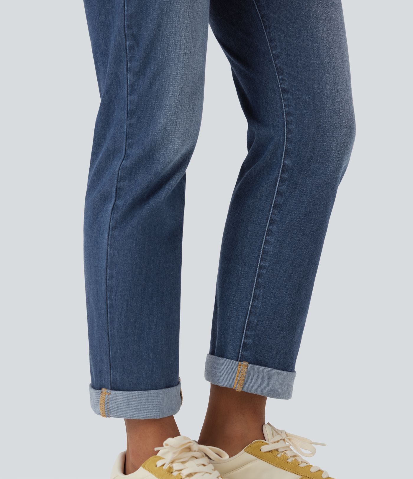 Jean décontracté Halara Flex™ ajusté taille haute ourlet retroussé avec poches