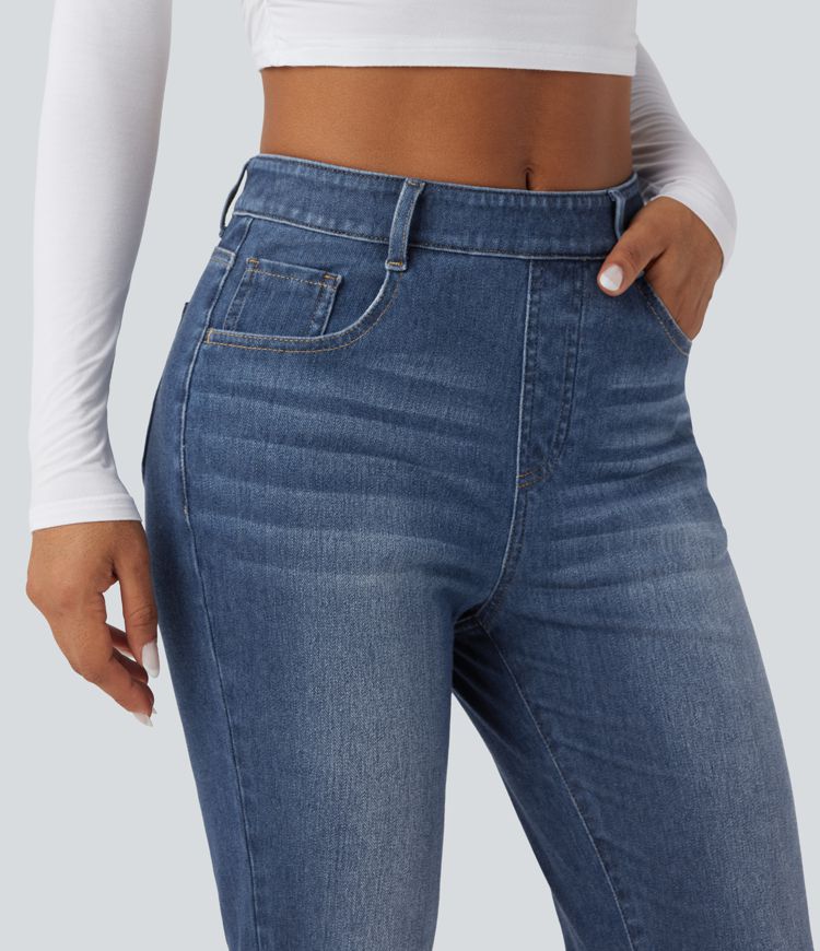 Halara Flex™ High Waisted Rolled Hem Casaul Slim Jeans with Pockets