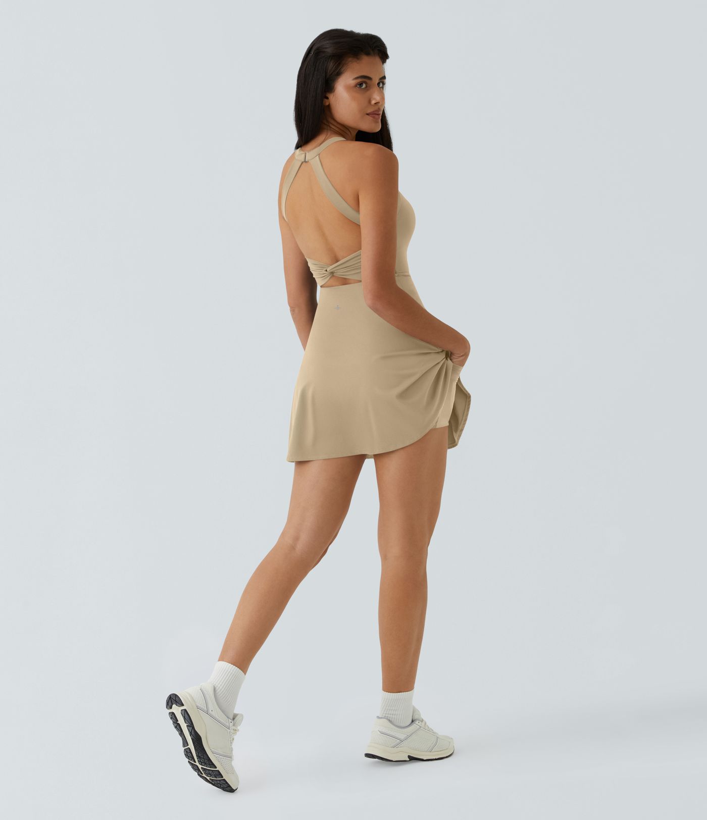 SoftlyZero™ Airy Backless Twisted Flare Low Support Dance Active Dress-Longer Length-Easy Peezy Edition A-C Cups
