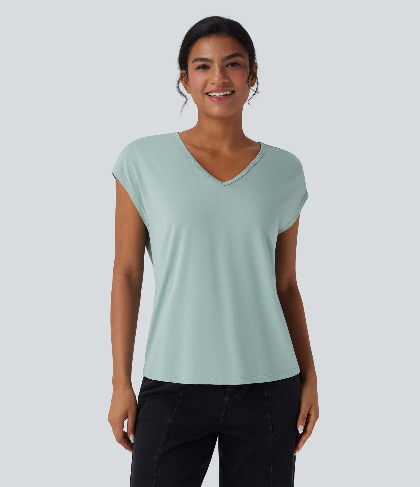 V Neck Short Sleeve Casual T-Shirt