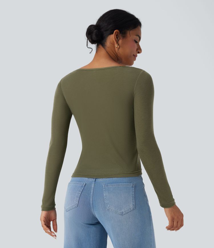 Cowl Neck Long Sleeve Ruched Casual Wool Top