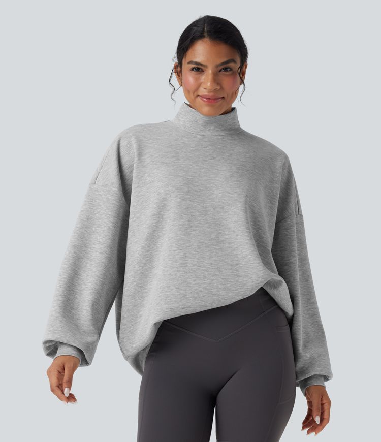 Sweatshirt casual col montant coupe décontractée avec poches