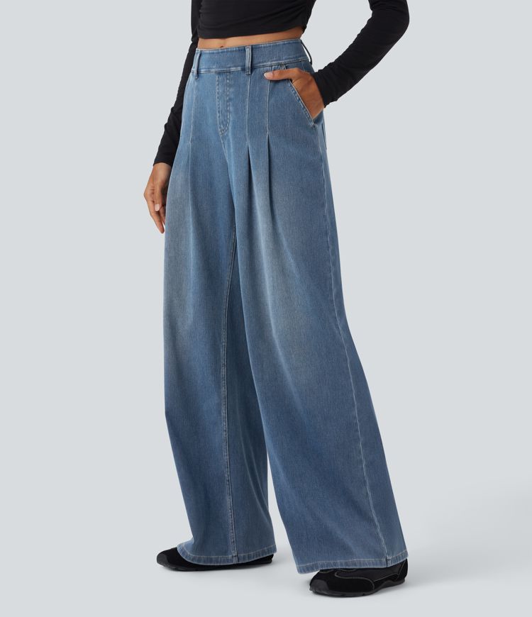 Halara Flex™ Mid Rise Wide Leg Casual Jeans with Pockets