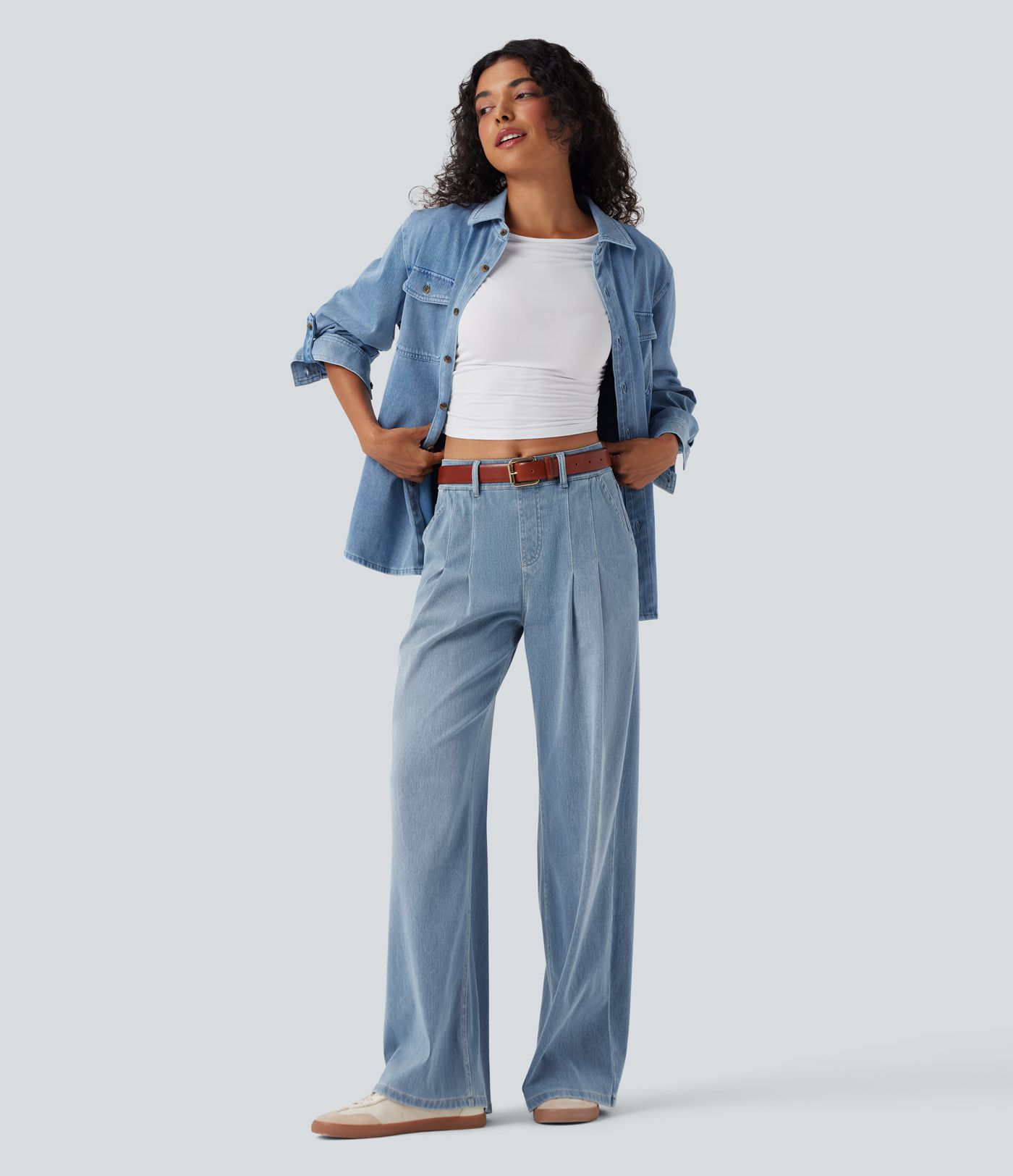 Halara Flex™ Mid Rise Wide Leg Casual Jeans with Pockets