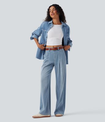 Halara Flex™ Mid Rise Wide Leg Casual Jeans with Pockets