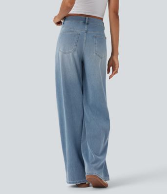 Halara Flex™ Mid Rise Wide Leg Casual Jeans with Pockets