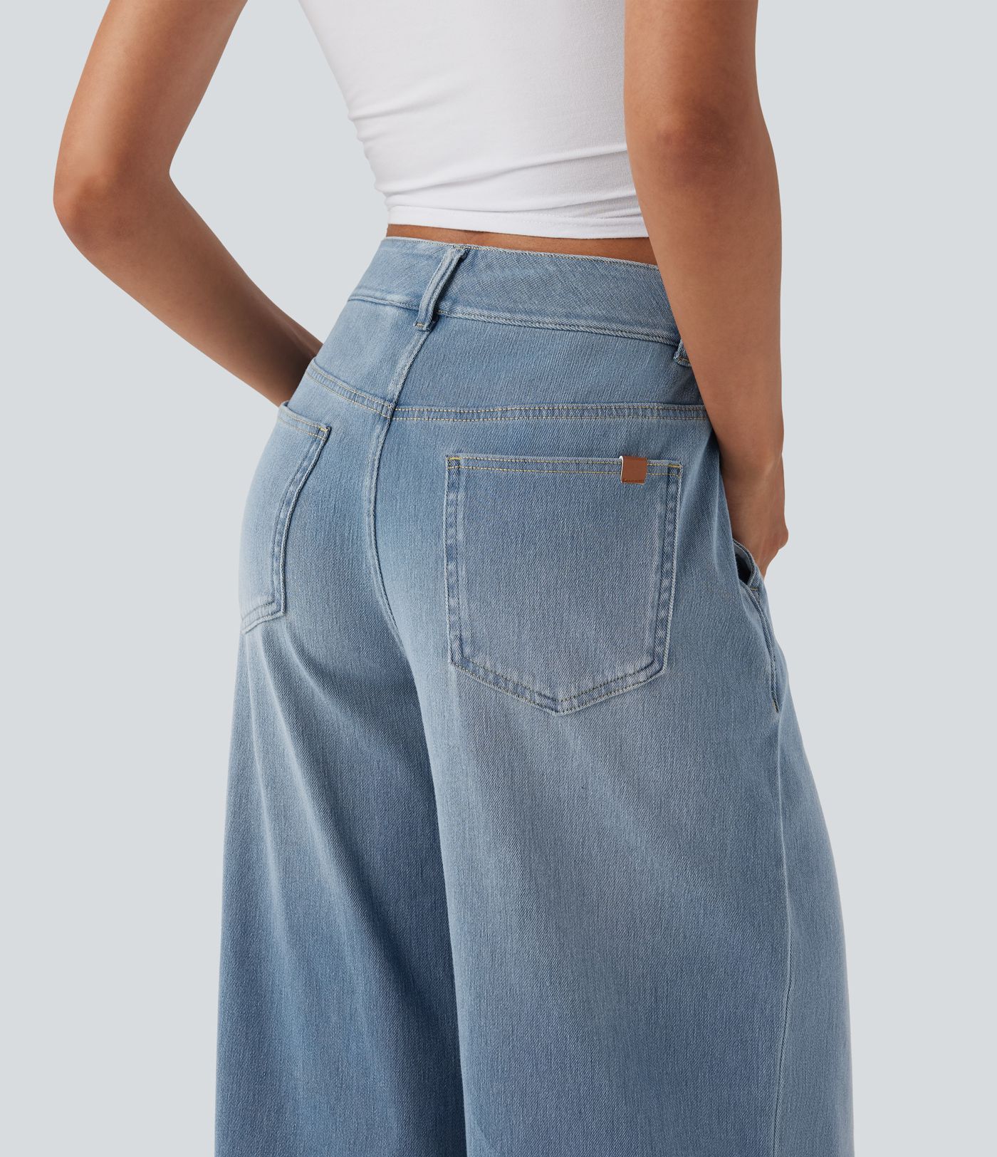 Halara Flex™ Mid Rise Wide Leg Casual Jeans with Pockets
