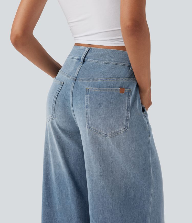 Halara Flex™ Mid Rise Wide Leg Casual Jeans with Pockets