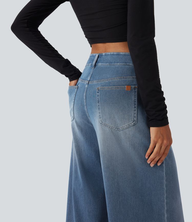 Halara Flex™ Mid Rise Wide Leg Casual Jeans with Pockets