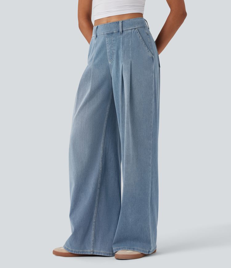 Halara Flex™ Mid Rise Wide Leg Casual Jeans with Pockets