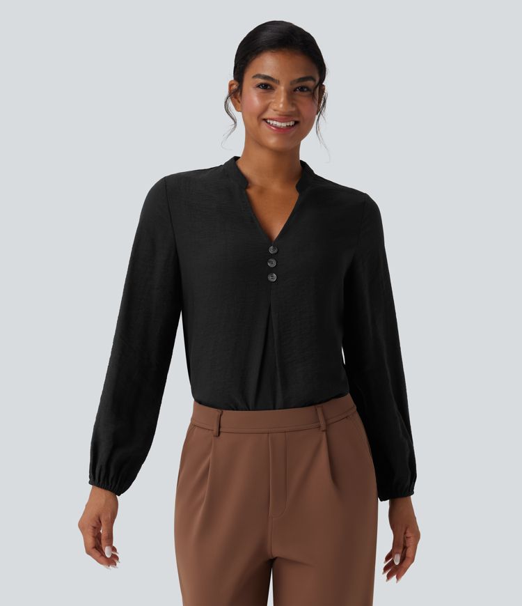 V Neck Long Sleeve Work Shirt