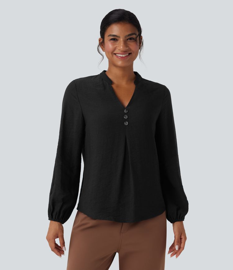 V Neck Long Sleeve Work Shirt