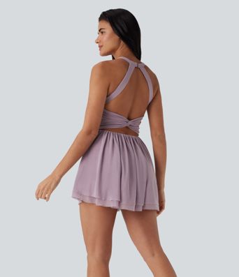 Mesh 2-in-1 Mini Dance Active Dress with Pocket Mesh 2-in-1 Mini Dance Active Dress with Pocket
