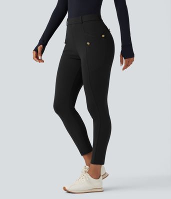 Šauras bikses augustu vidukli a kabatām