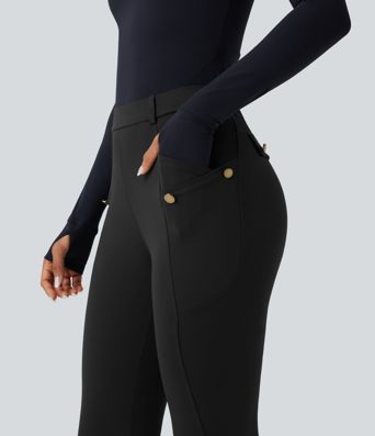 Šauras bikses augustu vidukli a kabatām