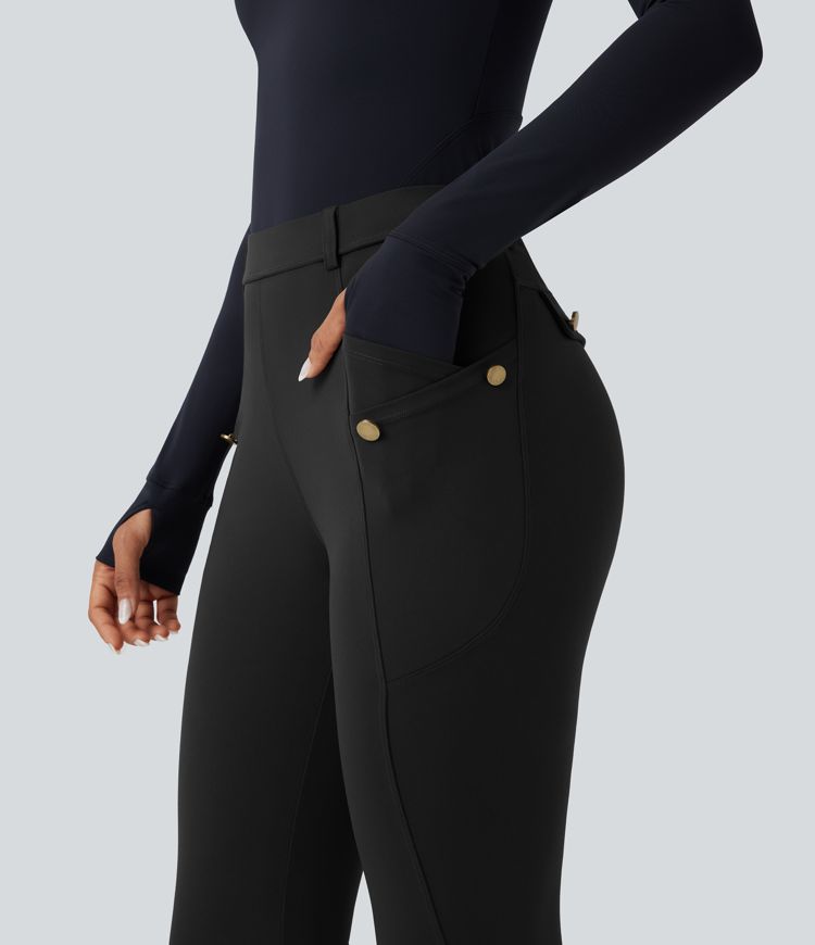 Šauras bikses augustu vidukli a kabatām