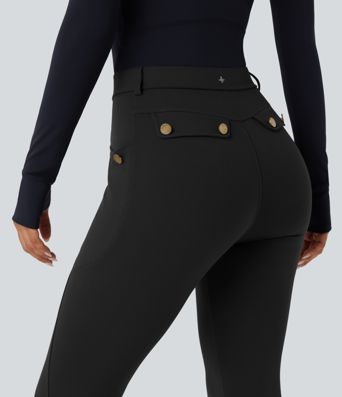 Šauras bikses augustu vidukli a kabatām