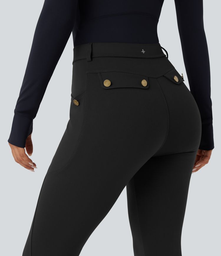 Šauras bikses augustu vidukli a kabatām